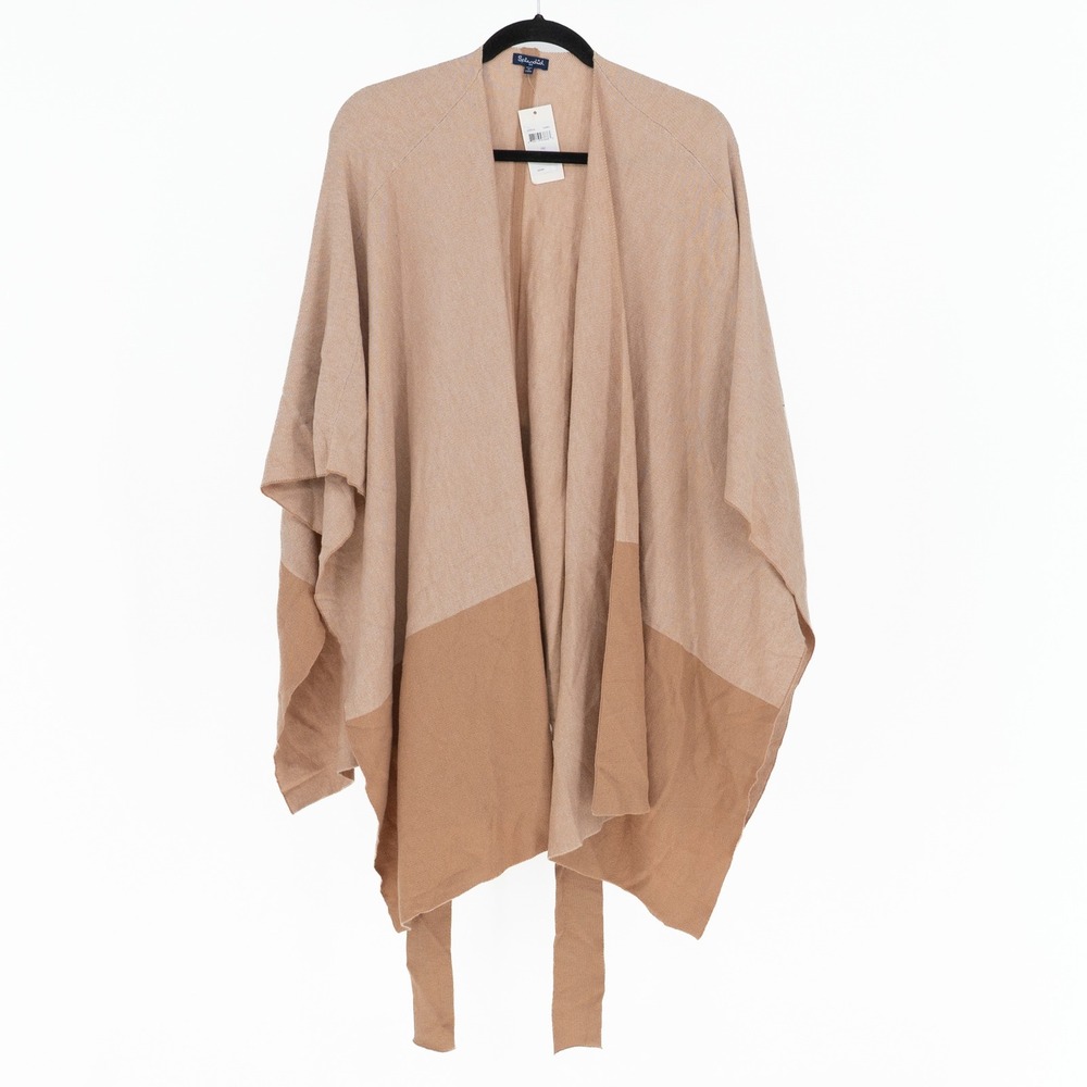 NEW Splendid Wool Blend Knit Stretch Belted Cardigan Wrap Shawl Camel OS
